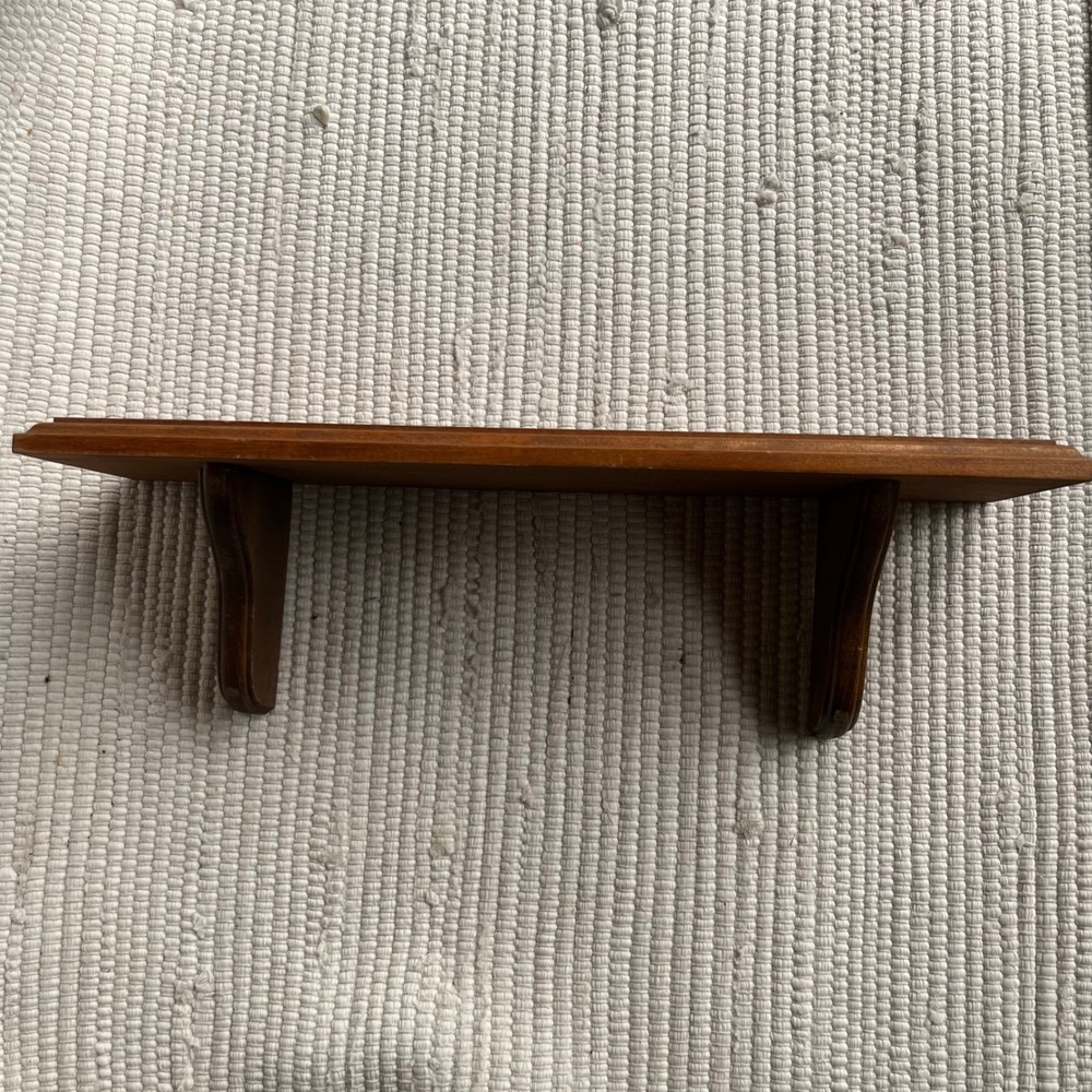 Vintage Solid Wood Floating Wall Shelf Beveled Edge Brown Display Ledge 18 Inch